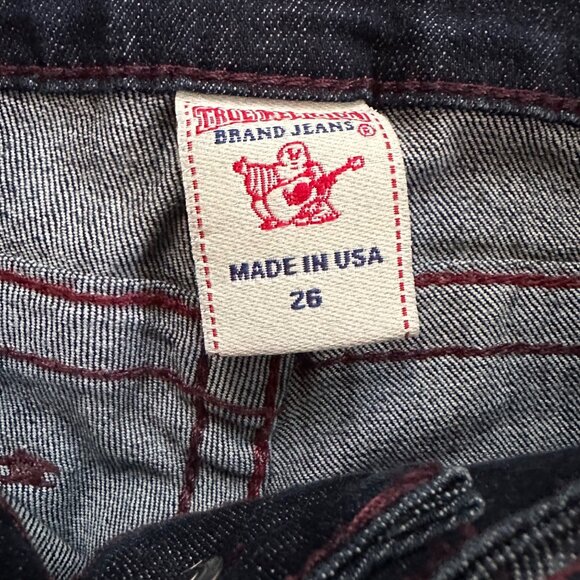 NWT True Religion Bootcut Flap Jeans 26 USA Dark Denim Lonestar Burgundy Sun Y2K - Picture 7 of 10